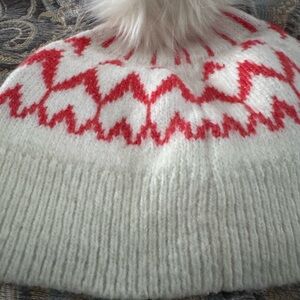 Talbots Orange andWhite Knit Hat
